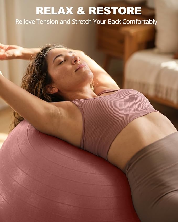 Trideer Yoga Ball for Exercise, Pilates, Core & Balance Training, Stability Ball for Pregnancy & Birthing Prep, Physical Therapy, Daily Stretching, Office Chair for Active Sitting, Quick Pump Included