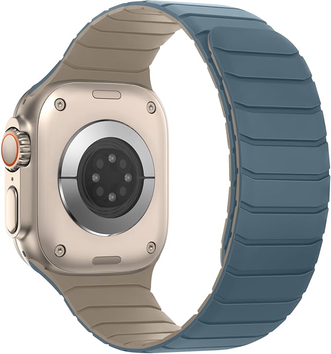 Tasikar Magnetic Bands Compatible with Apple Watch 49mm 46mm 45mm 44mm 42mm Soft Silicone Replacement Loop Wristband for iWatch Ultra 3 2 1 SE Series 11 10 9 8 7 6 5 4 3, Dune-Cloud Blue