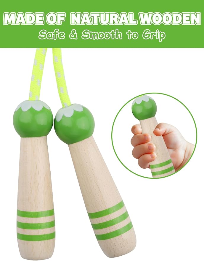 Jump Rope for Kids, Lorvain Adjustable Skipping Rope | Kids Jump Ropes with Wooden Handle for Girls Boys, Weighted Jumping Ropes for Fitness Workout Exercise Outdoor Fun Activity