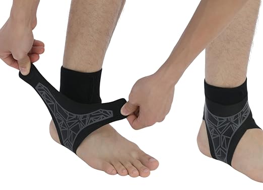 SUJAYU 2 Pack Ankle Brace & Elastic Supports for Men & Women, Ankle Support Ankle Compression Sleeve, Plantar Fasciitis Relief Achilles Tendonitis Brace Achilles Tendonitis Wrap (Gray, S/M)