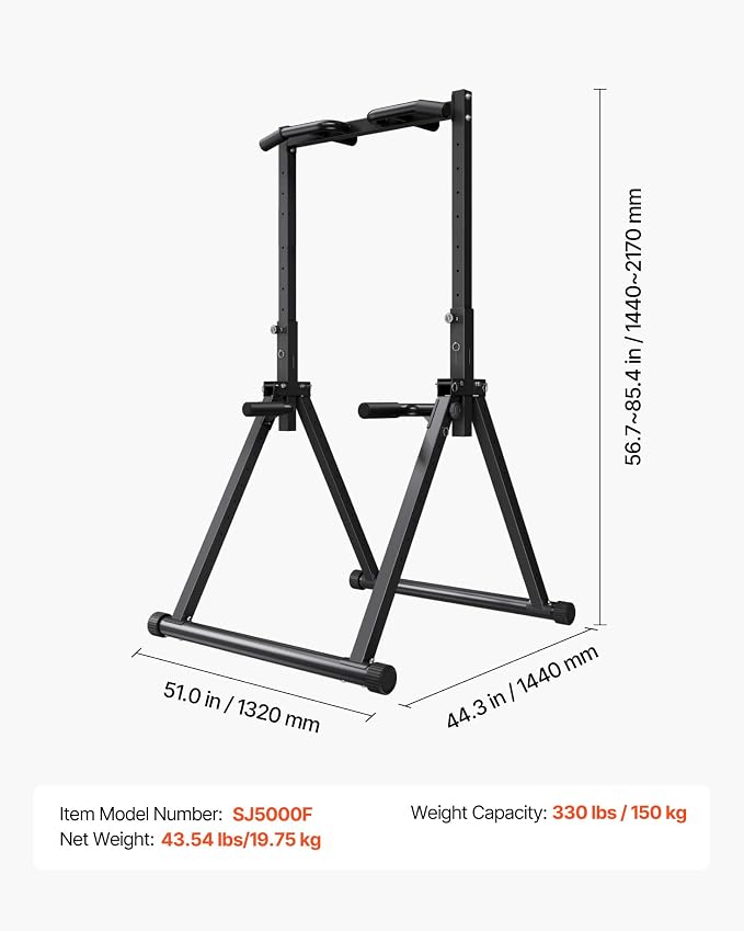 VEVOR Pull Up Bar, 330LBS Capacity Portable Pullup Bar Station, Pullup Bars Free Standing with Triangular Structure & Heavy-Duty Steel Tube, 9 Level Height Adjustment Gravity Fitness for Arms, Back