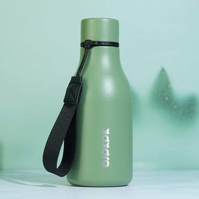 BJPKPK 12oz Insulated Water Bottle, Stainless Steel Bottle with Carry Strap | Keep Cold & Hot Vacuum Insulation, Leak-Proof BPA-Free Design, Slim Bottle Fits Most Cup Holders for Gym, Office & Travel
