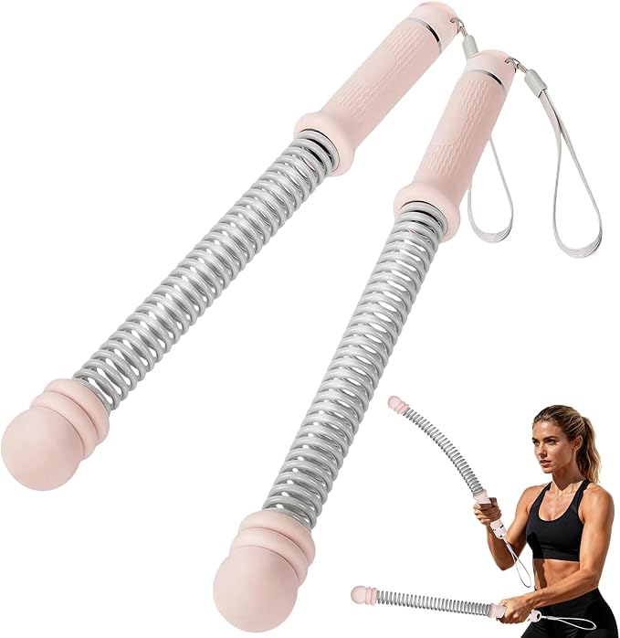Ropeless Battle Ropes, 2 Pack Portable Cordless Battle Ropes for HIIT & Cardio Full-Body Workout Tool with Non-Slip Spiral Handles, Travel-Friendly Home Gym Equipment for Women