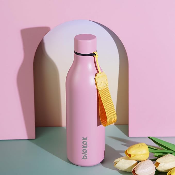 BJPKPK 25oz Insulated Water Bottle, Stainless Steel Bottle with Carry Strap | Keep Cold & Hot Vacuum Insulation, Leak-Proof BPA-Free Design, Slim Bottle Fits Most Cup Holders for Gym, Office & Travel