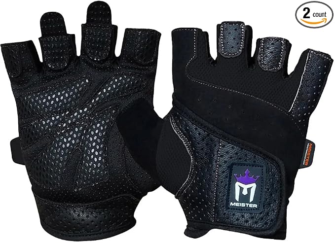 Meister Women's Fit Grip Weight Lifting Gloves w/Washable Amara Leather | Breathable no-slip palm padding for strength training, dumbbells, barbells, kettlebells and cross-training