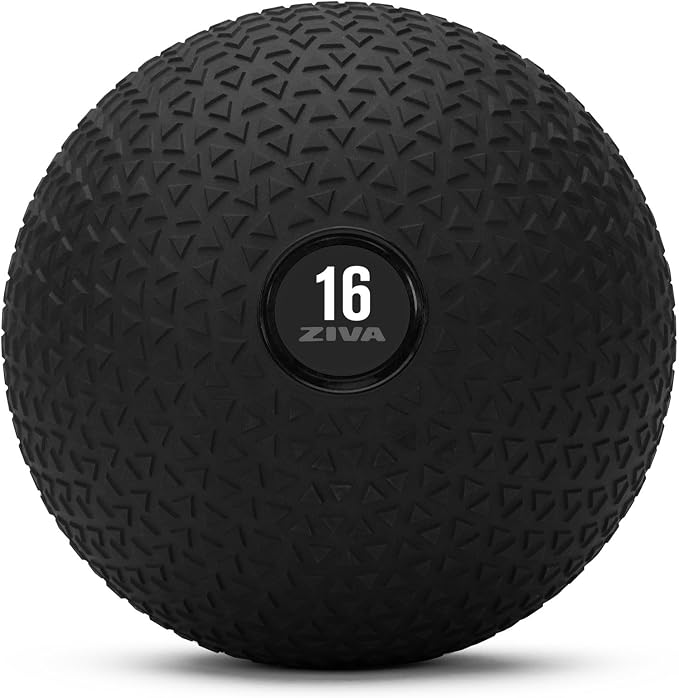 ZIVA Slam Ball - Elite Level Hard-Wearing PVC Outer Shell, Gripping Tire Tread Skin, Precision Weighted Sand Core | Throw, Toss Exercise Medicine Ball for Strength Core Workouts - Avail 10-40 lbs.