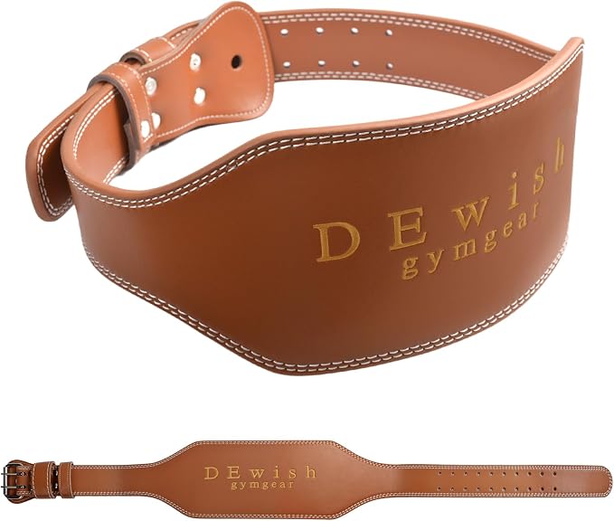 Leather Weightlifting Belt, 10 Adjustable Holes, 4”Width, Double Prong Power Belt for Gym Bodybuilding, weightlifting, powerlifting, squats and deadlifts