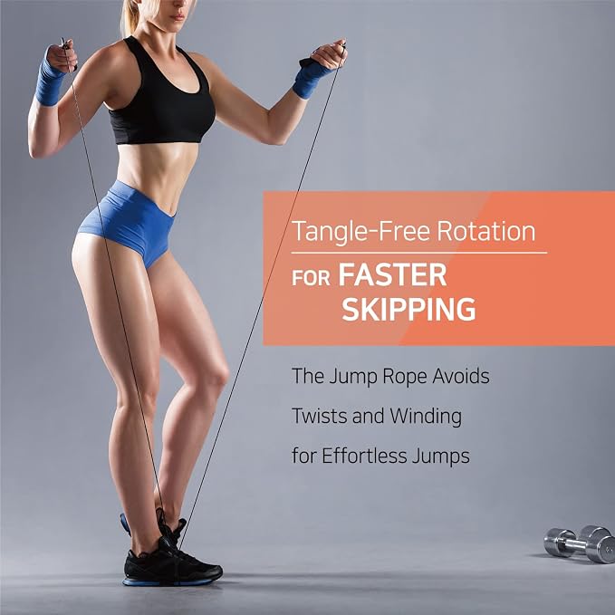 Skipping Jump Rope for Fitness Workout - Light Weight, Adjustable, Tangle Free, Excellent line control for Cardio Boxing, CrossFit, Training Exercise All Ages and Gender ( Special Luxury, KA-220, Made in Korea)