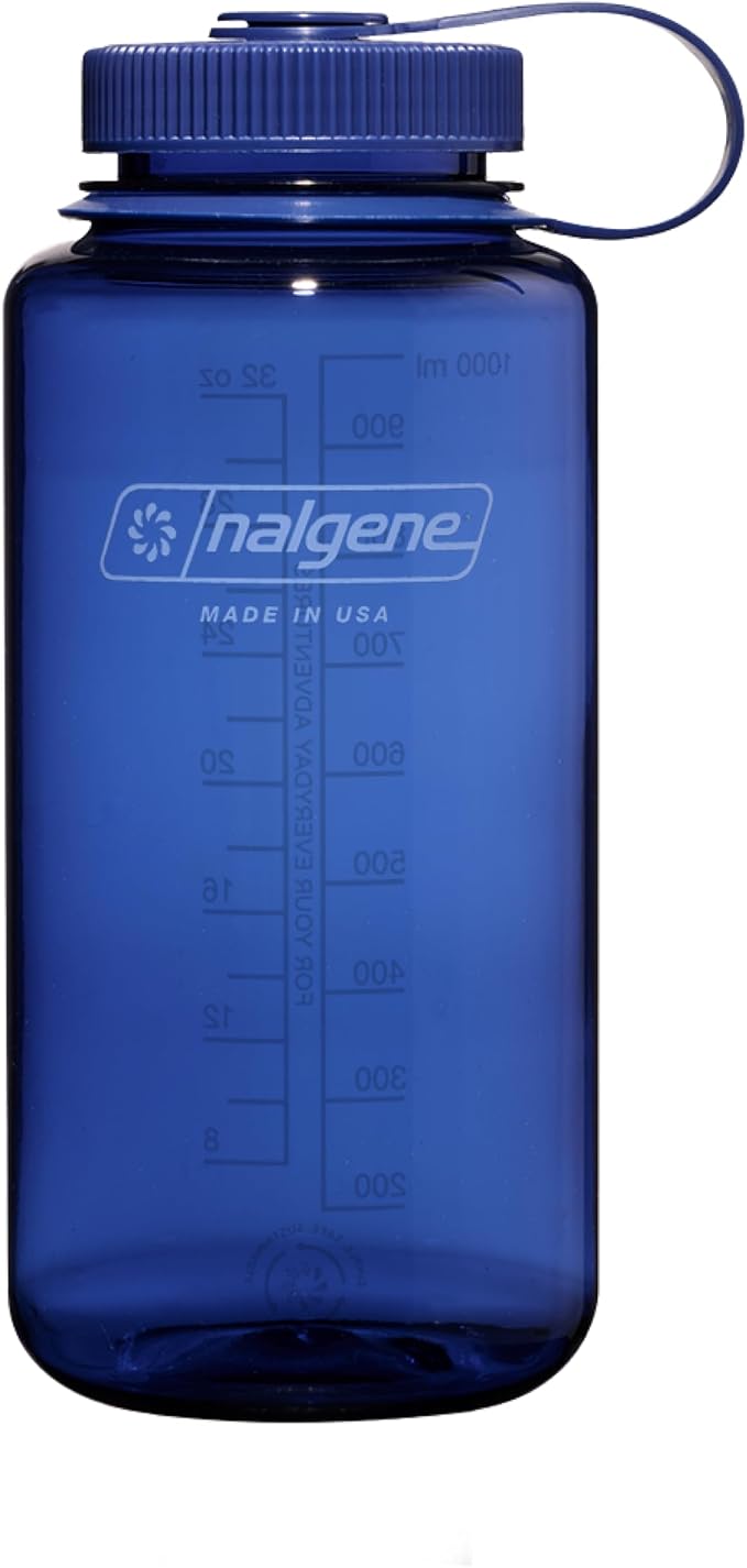 Nalgene 32 oz Wide Mouth Water Bottle, Denim | BPA-Free, Durable & Lightweight, Leak Proof, Dishwasher Safe, Large Reusable Plastic Bottle for Hiking, Gym, Work & Travel