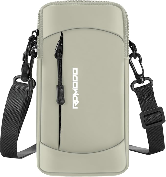 Phone Holder for Running, Armband with Crossbody Strap 7.5" Khaki | Water Resistant & Lightweight Running Armband Phone Holder, Adjustable Elastic Band, Small Shoulder Bag for iPhone Samsung
