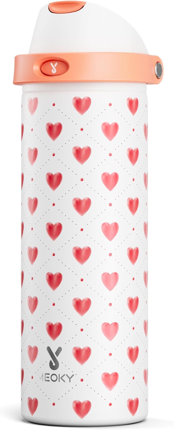 24 oz Valentine's Day Water Bottle: Meoky Stainless Steel Water Bottle with Straw and Spout Lid - Leak Proof, Cold for 24 Hours, Fits in Car Cup Holder, BPA-Free for Her Women Girls, Amora