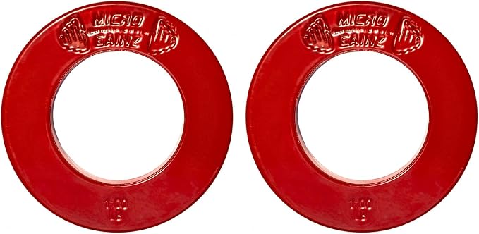 Micro Gainz Calibrated Fractional Weight Plate Set of 2 Plates, Choose Set (.25LB-1.25LB), Designed for Olympic Barbells for Strength Training & Micro Loading Bar Weights, Made in USA