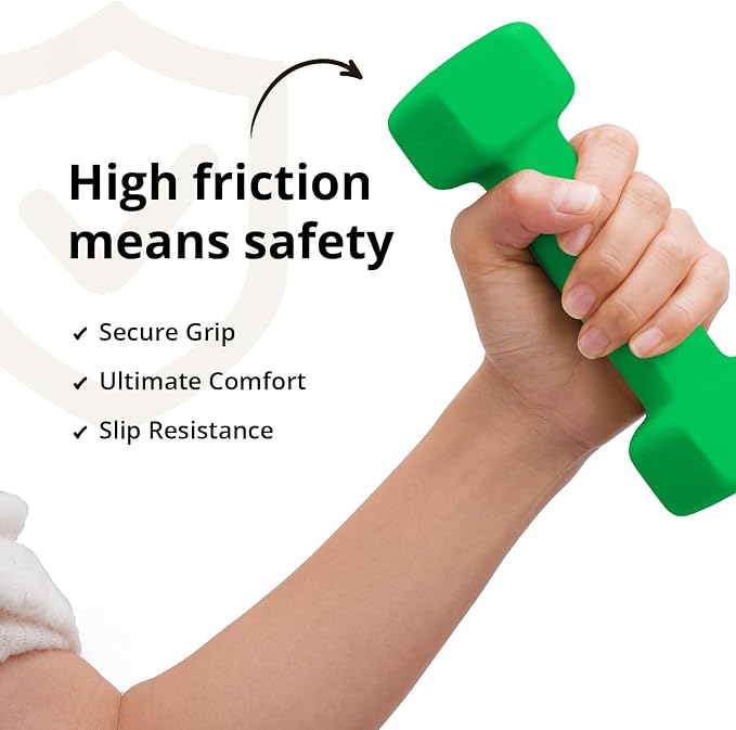 Portzon 8 Colors Options Compatible with Set of 2 Rubber Dumbbell Weight, 5-50 LB, Anti-Slip, Anti-roll, Hex Shape