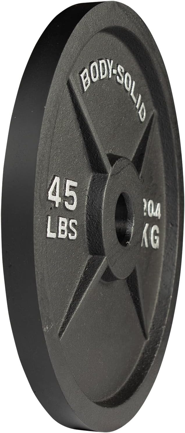 Body-Solid Cast Iron Olympic Single Weight Plate - Free Weights, Dumbbell Plates, 2 Inch Standard Hole for Barbell