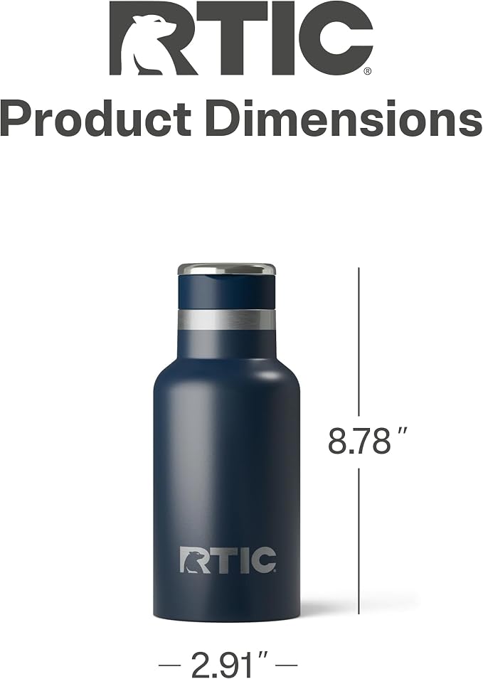 RTIC Little Journey Water Bottle with Straw, Ceramic Lined, Navy | Stainless Steel Metal, Insulated for Hot and Cold Drinks, Sports, Travel and Camping