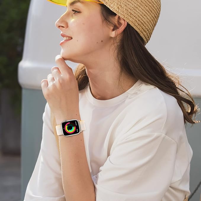 Sport Loop Band Nylon Women Men Stretchy Elastic Braided Wristband | Nylon Sport Loop Wristband Compatible with Apple Watch Ultra 2 38/40/41/42/44/45/46/49mm For iWatch Series 1-11 SE