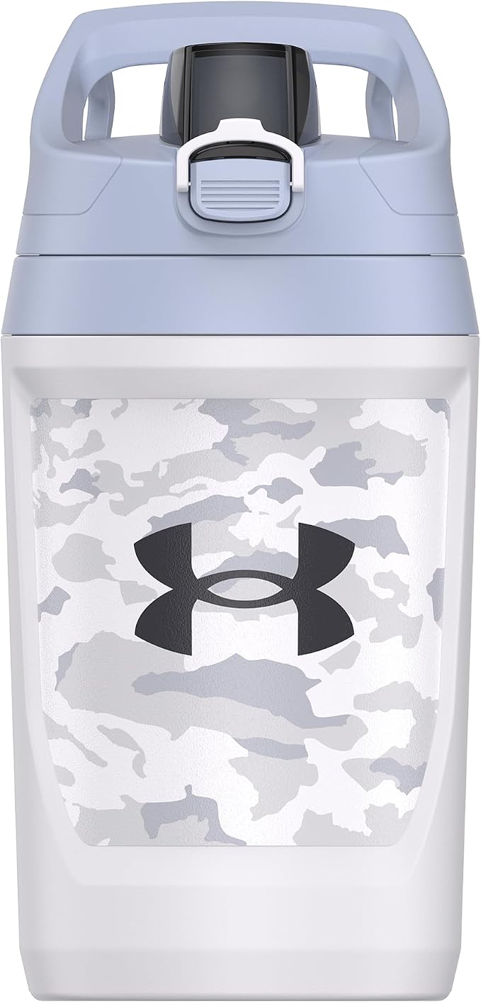Under Armour 32 oz Insulated Water Bottles - Sports Water Jug with Fence Hook, Leak Resistant for Baseball, Football & More, 32 oz Insulated, White Woodland