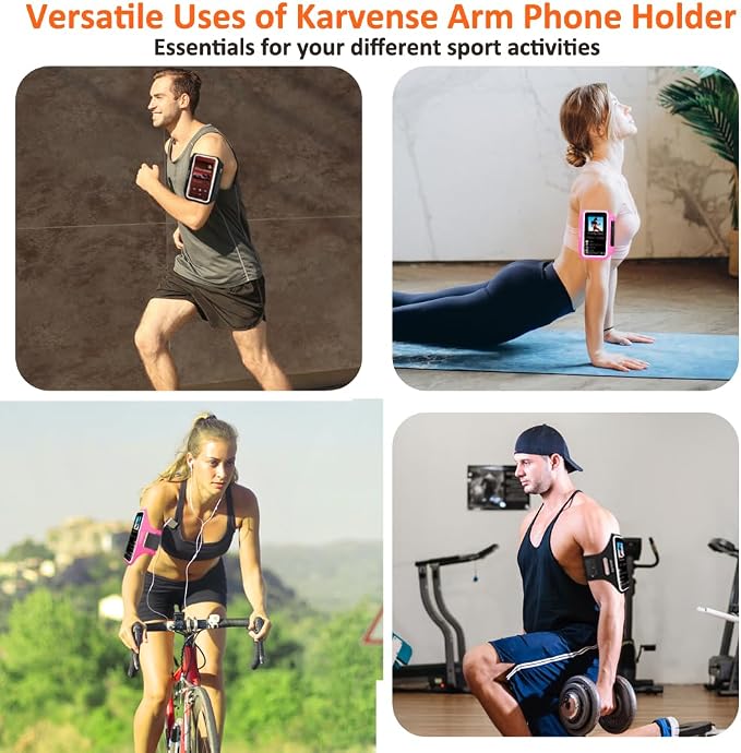 Arm Band for Phone for Running, Phone Holder for Running for iPhone & Samsung Galaxy, Cell Phone Armband Holder for Walking, Gym, Workout, w/Adjustable Strap & Zipper Pocket (Pink-S)