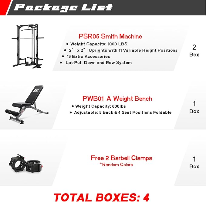 RitFit Smith Machine Power Rack with LAT-Pull Down System | Half Smith Machine with Landmine, Barbell Bar, Plate Storage Pegs and More Training Attachment