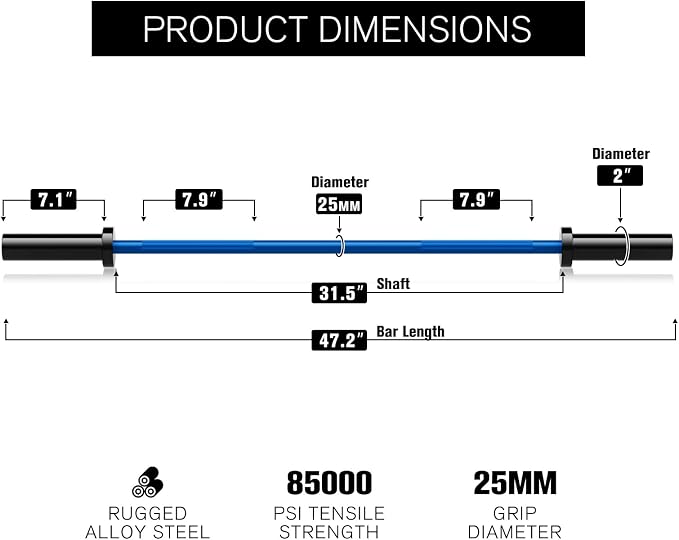 RitFit Barbell Weight Set - 4/6FT Olympic Barbell with Weight Plates (55-115LB Total) - Weightlifting Equipment for Squats, Curls, Deadlifts, Presses, Hip Thrusts
