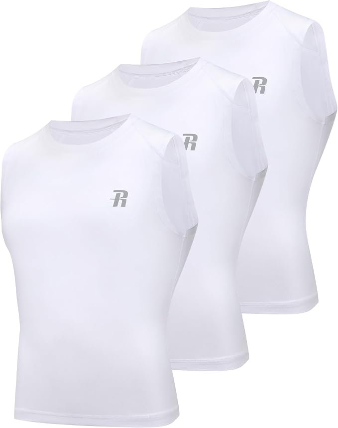 Runhit Boys Sleeveless Compression Shirt Kids Athletic Tank Tops Youth Quick Dry Undershirt for Football Basketball