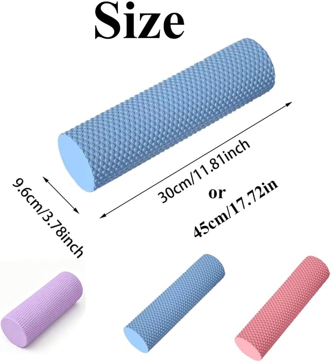 12 Inch EVA Soft Dot Foam Roller for Balance Exercise & Yoga，Blue：12in | High-Density Foam Massage Roller for Back Legs Muscle Massage, Rehab Stiff Back