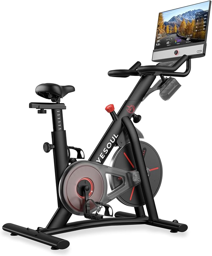 Yesoul Exercise Bike, Stationary Bike for Home with Magnetic Resistance | Smart Bluetooth Tracking, Quiet Magnetic Resistance, Tablet Mount and 350 lb Capacity for Home Gym Cycling Workouts