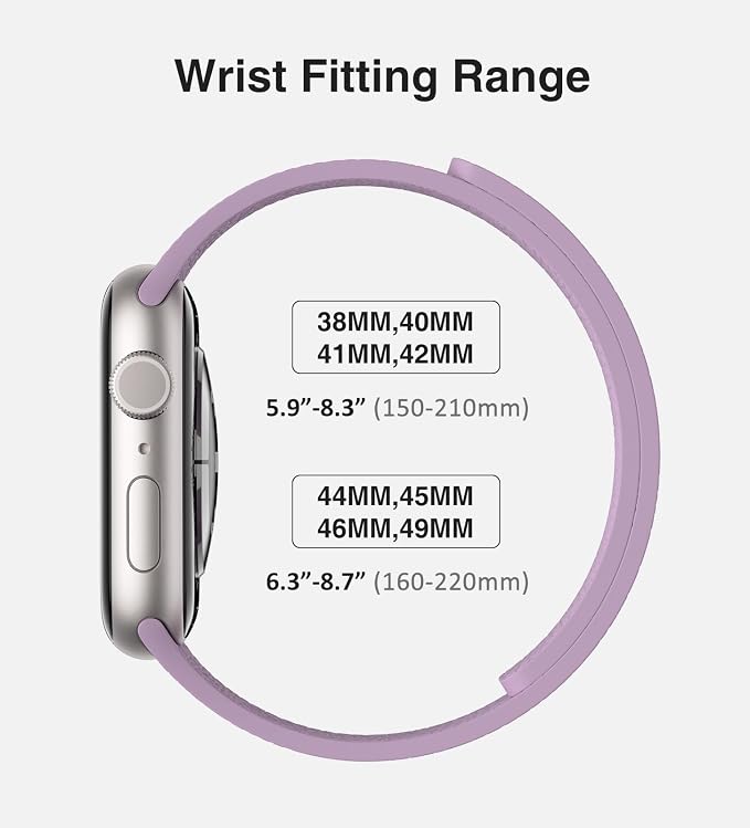 Magnetic Silicone Band Compatible with Apple Watch Band 42mm 41mm 40mm 38mm Series 11 10 9 8 7 6 5 4 3 & SE 3/2/1 Strong Magnetic Clasp, Waterproof & Adjustable (Purple)