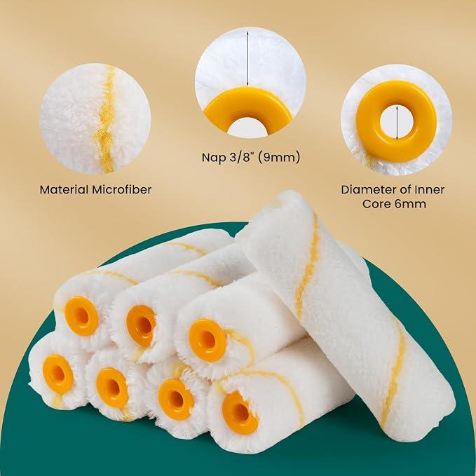 Paint Roller Kit, 15 Pack, 4 Inch Paint Roller, Paint Brush | Small Paint Roller with Tray Liners, Roller Covers Set for All Surfaces, Painting Supplies for Walls, Ceilings, and Cabinets