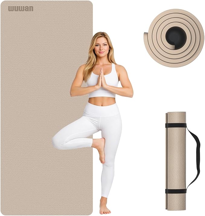 TPE Yoga Mat 72"x26"x0.4" Thick Non Slip Exercise Fitness Mat | Thick Cushioning Yoga Mat | Non Slip Exercise Mat | Pilates & Workout Mat | Home Gym Fitness Equipment