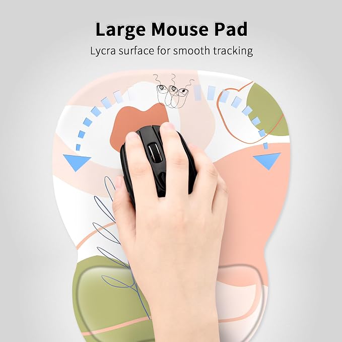 EooCoo Ergonomic Mouse Pad with Wrist Rest, Memory Foam Support Mousepad | Non-Slip Base for Computer, Cafe, Home & Office, 9.64 x 8.26 in Office Desk Accessories, Carpal Tunnel Relief