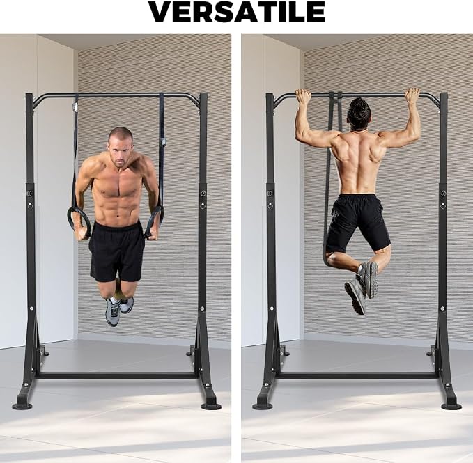 Pull Up Bar Station, Heavy Duty Chin Up Pullup Bars Free Standing Home Gym | 92" Adjustable Height, 440lb Capacity, 39.1" Wide Strength Training hanging Bar for Exercise, Outdoor Indoor Workout Fitness
