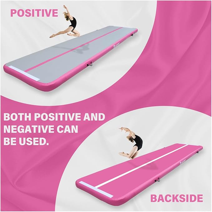 AKSPORT Gymnastics Air Mat Tumble Track Tumbling Mat Inflatable Floor Mats with Air Pump for Home Use/Tumble/Gym/Training/Cheerleading/Parkour/Beach/Park/Water