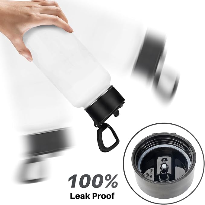 Insulated Water Bottle With Straw,32 oz Vacuum Insulated Stainless Steel Sports Water Flask,Keeps Cold and Hot,Metal Water Bottle Wide Mouth for Gym Travel Camping (White)