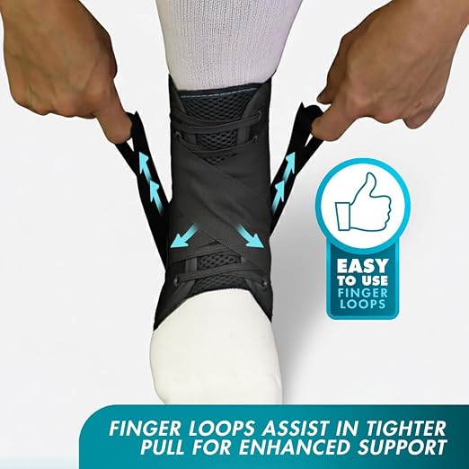 Med Spec ASO Speed Lacer Ankle Stabilizer Brace Sprain Support Black XL | Orthopedic Speed Lacing Ankle Brace for Men, Women, Teens, And Kids, Bilateral, Workouts, Everyday Ankle Protection. 223616