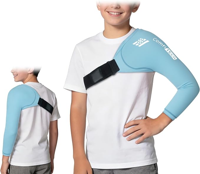 ComfiTECH Youth Shoulder Arm Ice Pack Wrap for Young Pitchers, Medium | Gel Shoulder Arm Sleeve for Young Throwing Athletes, Flexible Cold Compression for Arm Discomfort & Post-Training Recovery