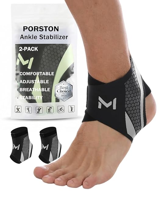 2-Pack Ankle Brace for Men & Women,Adjustable Lace up Ankles Sock,Basketball Ankle Stabilizer with Straps,Orthopedic Compression Sleeve for Plantar Fasciitis Relief,Tendonitis,Sprained (Gray)