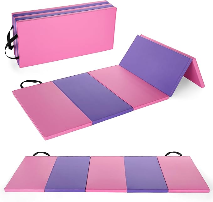 Garvee Gymnastics Mat, 6.2Ft 2-Inch Thick 4-Fold | Exercise Floor Mat for Home Gym, Portable Yoga Mat for Pilates, Aerobics, Martial Arts & Training