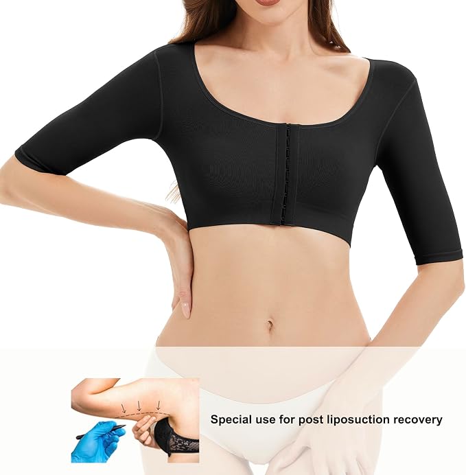 KSKshape Arm Shaper for Women Post Surgery Arm Lipo Compression Sleeves Front Closure Shapewear Bra Posture Corrector