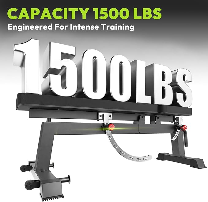 HANDBODE Adjustable Weight Bench, 1500 lb Incline Workout Bench, Home Gym | 0 To 85 Degree Backrest, Three Seat Angles, Steel Frame, Wheels And Handle, Foldable Storage, Chest Presses, Dumbbell Rows