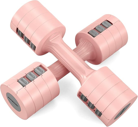 EAST MOUNT Adjustable Dumbbells 5 lb Dumbbells Set of 2 / Pair 10 lb Total Free Weights 6 in 1 Women Hand Weights for Home,Office,Gym Exercise Training 2lb 3lb 4lb 5lb Fast Adjust