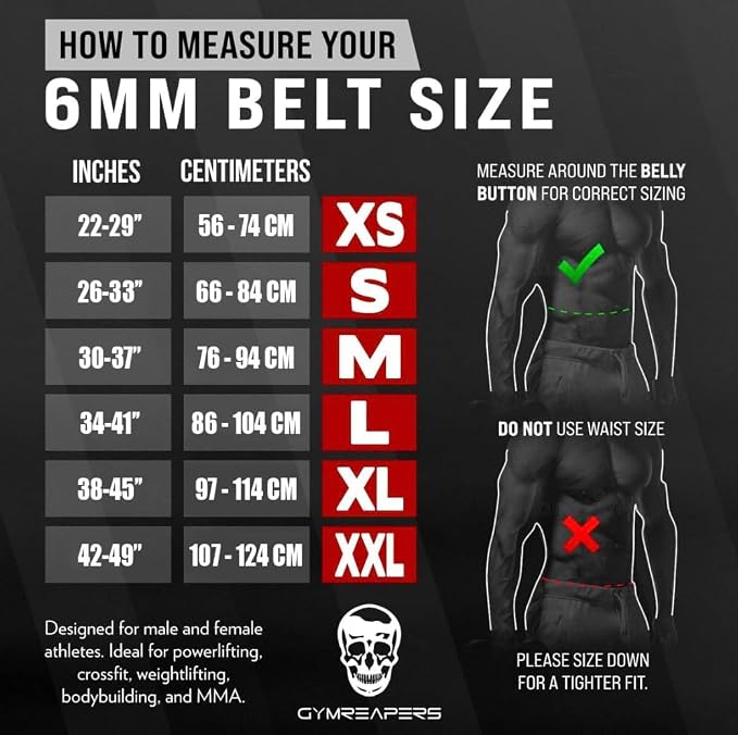 Gymreapers Weightlifting Belt 6MM Genuine Leather - Double Prong Power Belt Heavy Duty 4-Inch Wide - Strong, Stabilizing Back Support For Deadlifts, Squats Powerlifting