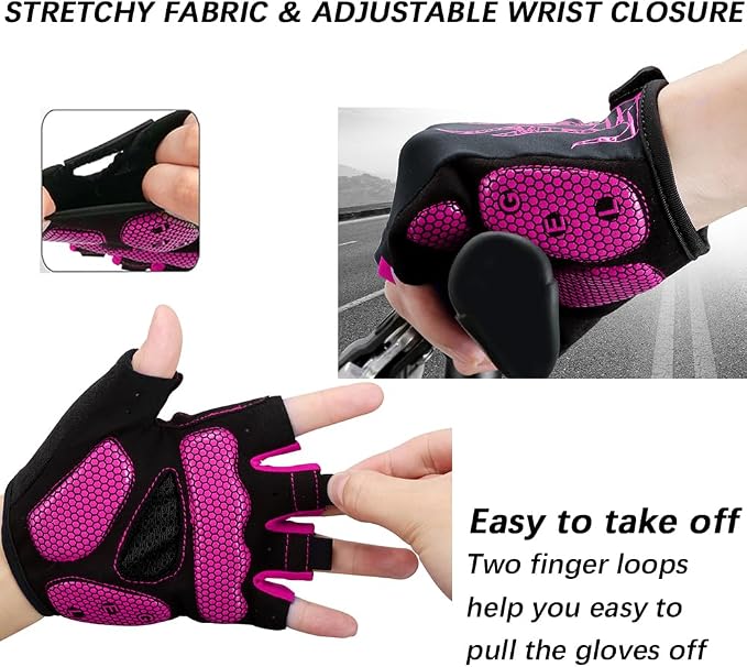 Cycling Gloves Bike Bicycle Gloves, Half Finger 5MM Gel Anti-Slip | Biking Gloves for Men Women Gym workout exercise Motorcycle Hiking Rowing Outdoor Sports