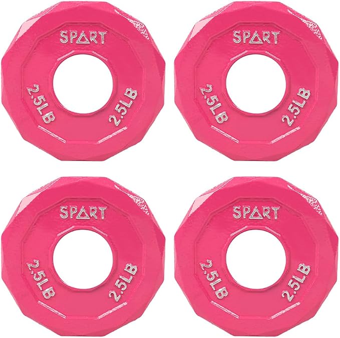 SPART Color Coded Weight Plate 2-Inch Cast Iron Tri-Grip Plate for Barbell,Solid Cast Iron Olympic Weight Plates for Strength Training, Weightlifting, Crossfit, 2.5/5/10/15/25/35/45LB, Single/Pair/Set