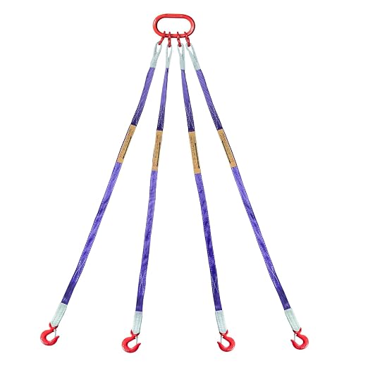 Industrial-Grade 5 ft (1.5m) Polyester Lifting Sling – 8,800 lbs (4 Ton) Capacity, 4 Legs, 6:1 Safety Ratio, G80 Hooks – Heavy-Duty, Durable, and Safe for Rigging and Overhead Lifting