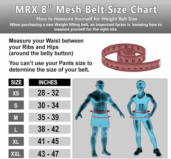 MRX Weight Lifting Belts for Men Fitness Training Gym Back Support Powerlifting Belt 8" Wide Workout Belts for Deadlift, Squat, Weightlifting, Strength Training