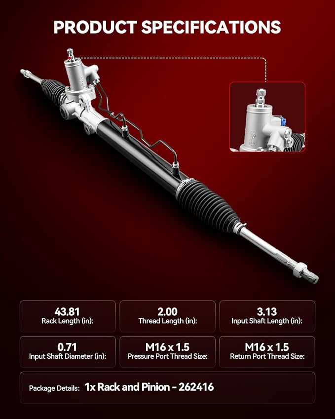 Torchbeam Power Steering Rack & Pinion Assembly Fit for 2005-2010 Sportage, 2005-2009 Tucson, Hydraulic System Steering, Replaces OEM 26-2416