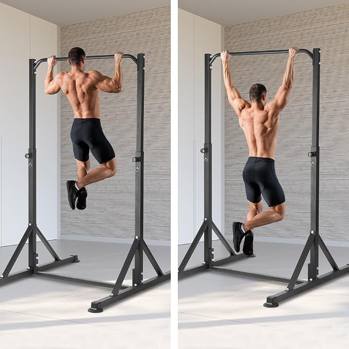 Pull Up Bar Station, Heavy Duty Chin Up Pullup Bars Free Standing Home Gym | 92" Adjustable Height, 440lb Capacity, 39.1" Wide Strength Training hanging Bar for Exercise, Outdoor Indoor Workout Fitness