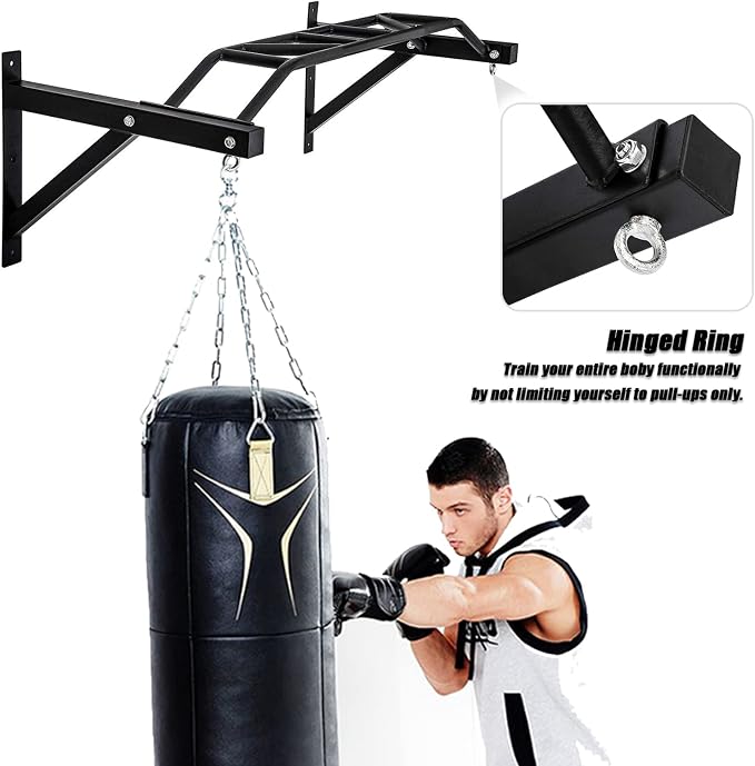 Wall Mounted Pull Up Bar Multifunctional Chin Up bar for Home Gym | Heavy Duty Multifunctional,Power Tower Set,Training Equipment Fitness Dip Stand,Supports to 440 Lbs