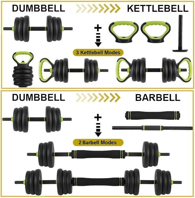 66/88Lbs Adjustable Weights Dumbbells Set for Home Gym, 4-in-1 Free Weights Set with Connector, Used As Push Up Stand, Adjustable Barbell, Kettlebells, Weights for Men & Women, Non-Slip Grip, Space-Saving